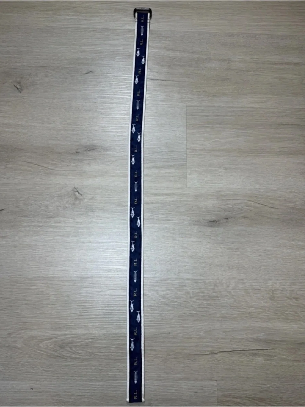Ralph Lauren Polo Youth Belt Sharks Fish Bones Ribbon Double D Ring 32